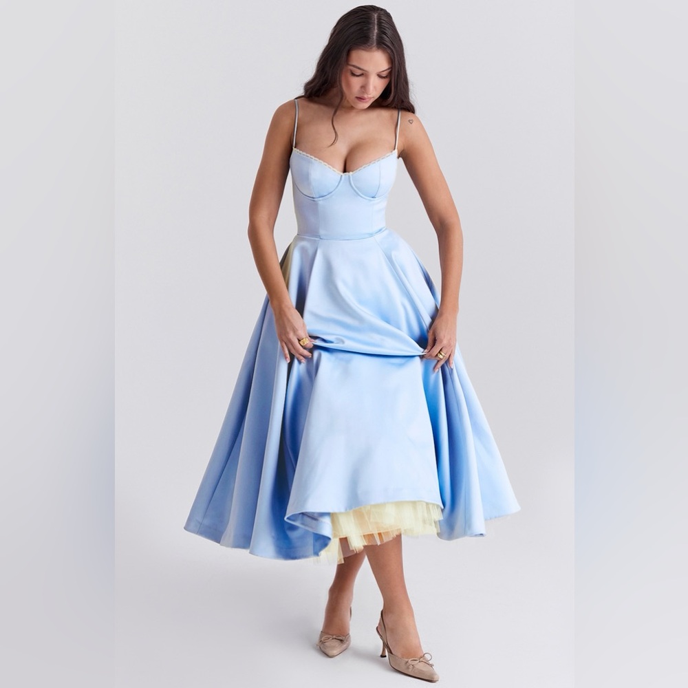House of CB Mademoiselle Cinderella Blue Tulle Midi Dress Large - Picture 4 of 9
